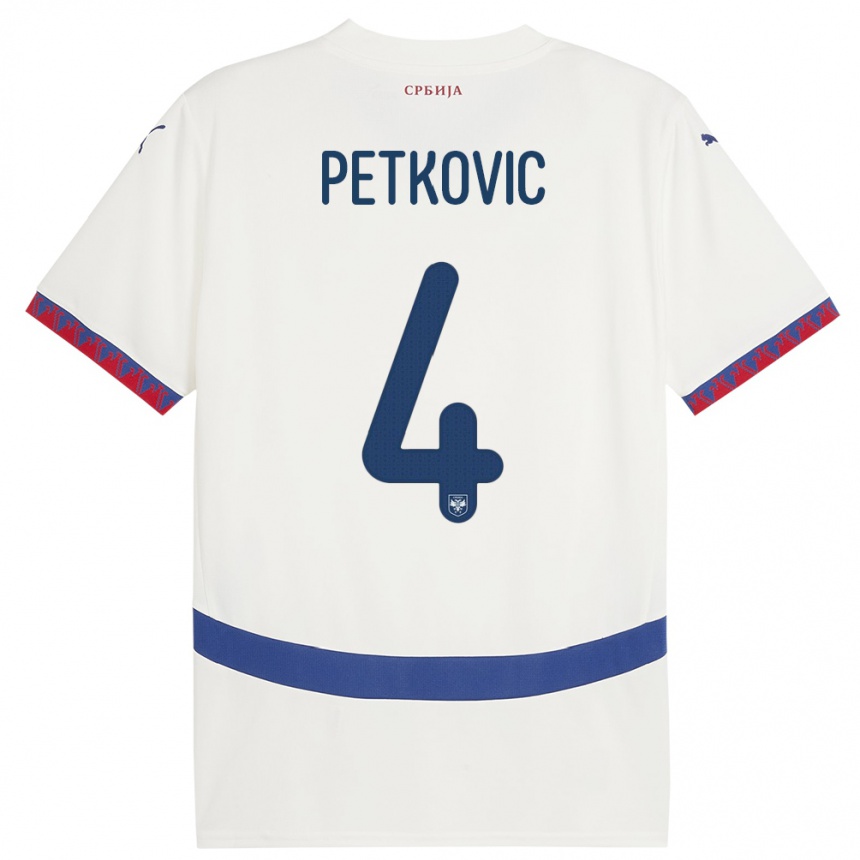 Niño Fútbol Camiseta Serbia Nikola Petkovic #4 Blanco 2ª Equipación 24-26 Argentina