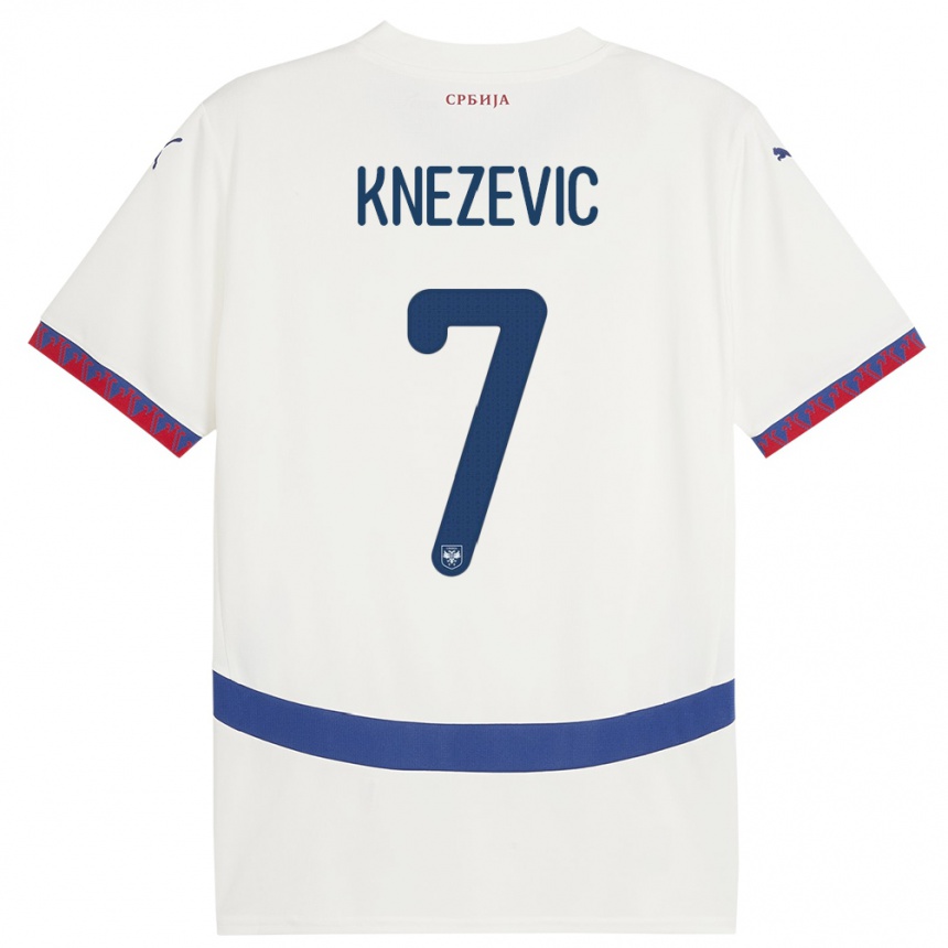 Niño Fútbol Camiseta Serbia Nikola Knezevic #7 Blanco 2ª Equipación 24-26 Argentina