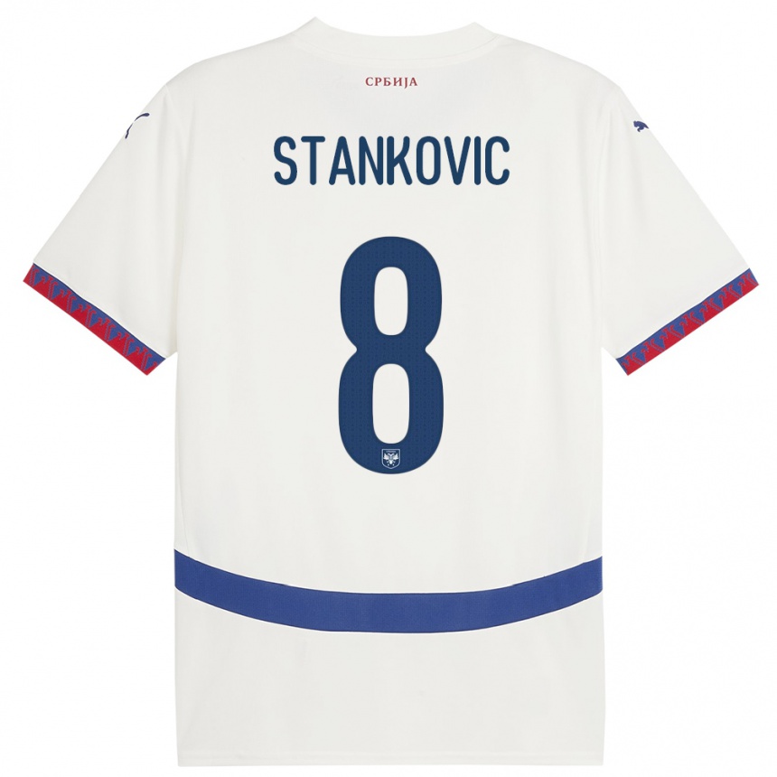 Niño Fútbol Camiseta Serbia Nikola Stankovic #8 Blanco 2ª Equipación 24-26 Argentina