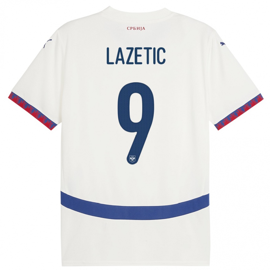 Niño Fútbol Camiseta Serbia Marko Lazetic #9 Blanco 2ª Equipación 24-26 Argentina