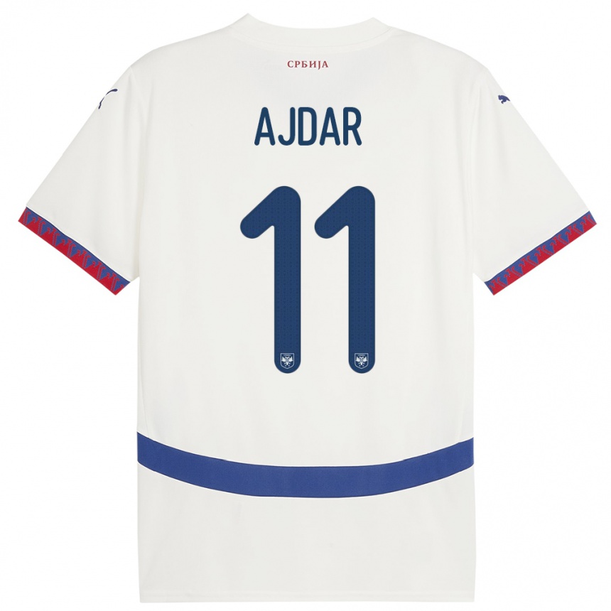 Niño Fútbol Camiseta Serbia Ognjen Ajdar #11 Blanco 2ª Equipación 24-26 Argentina