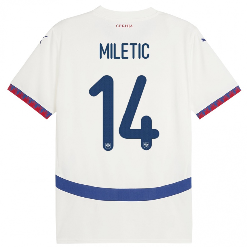 Niño Fútbol Camiseta Serbia Vladimir Miletic #14 Blanco 2ª Equipación 24-26 Argentina