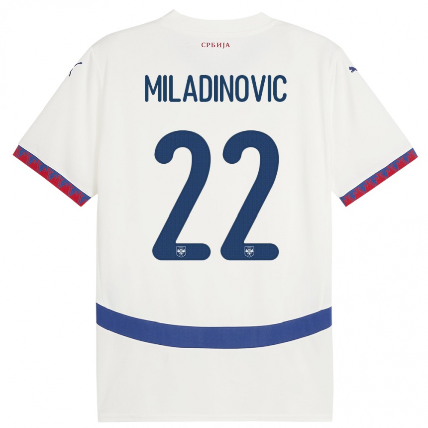 Niño Fútbol Camiseta Serbia Igor Miladinovic #22 Blanco 2ª Equipación 24-26 Argentina