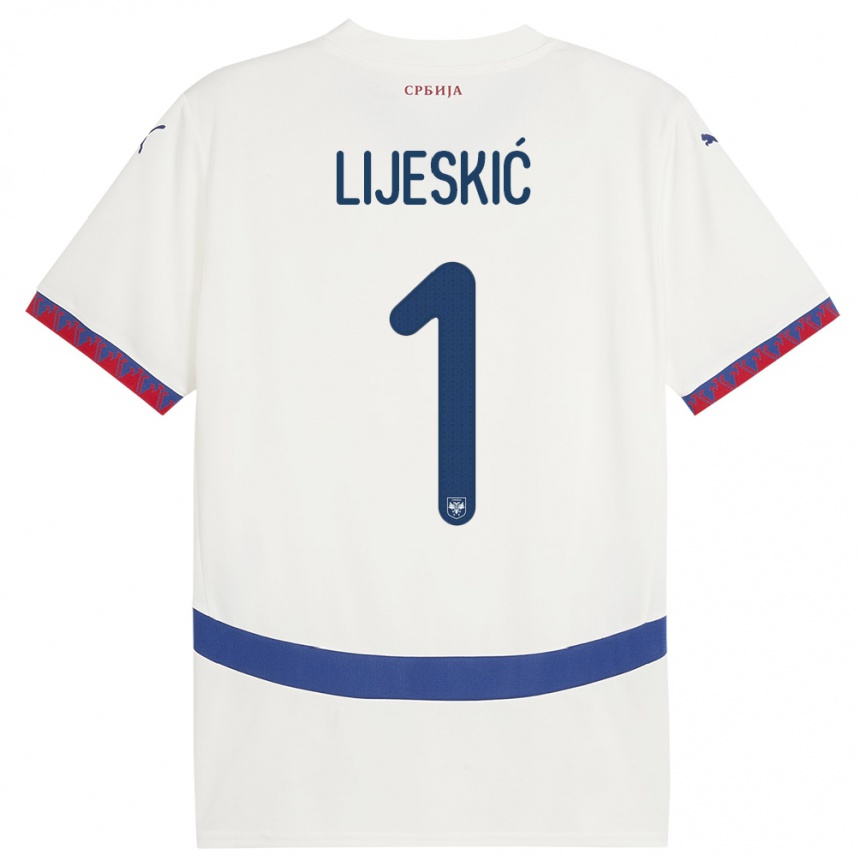 Niño Fútbol Camiseta Serbia Luka Lijeskic #1 Blanco 2ª Equipación 24-26 Argentina