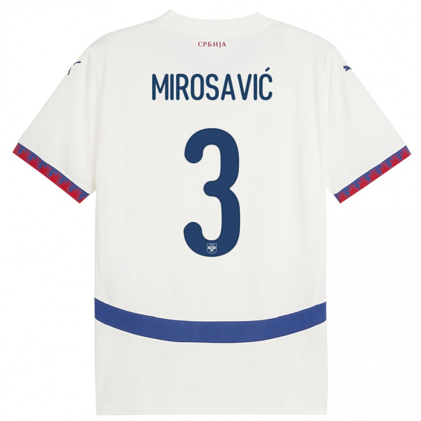 Niño Fútbol Camiseta Serbia Veljko Mirosavic #3 Blanco 2ª Equipación 24-26 Argentina