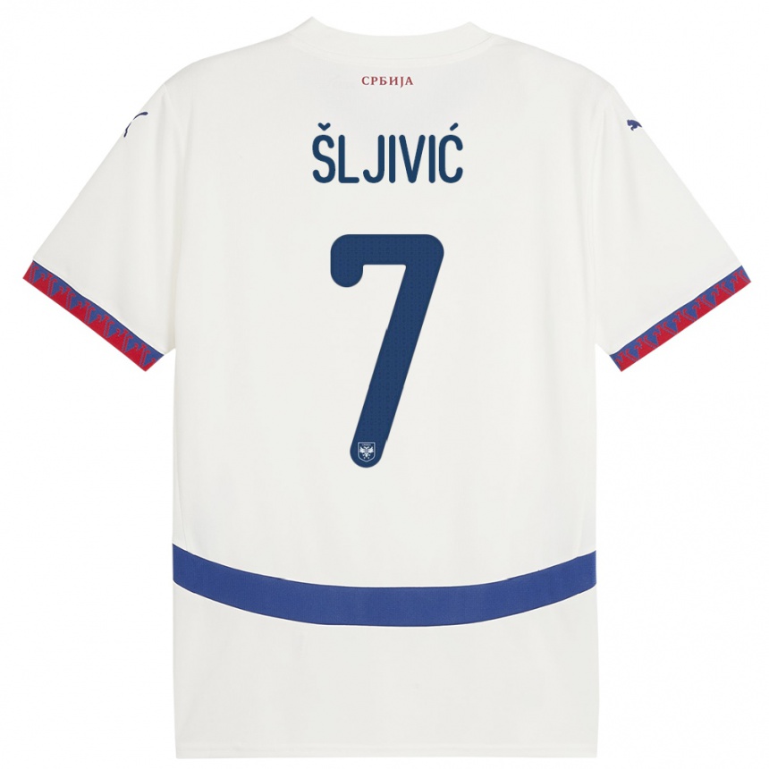 Niño Fútbol Camiseta Serbia Jovan Sljivic #7 Blanco 2ª Equipación 24-26 Argentina