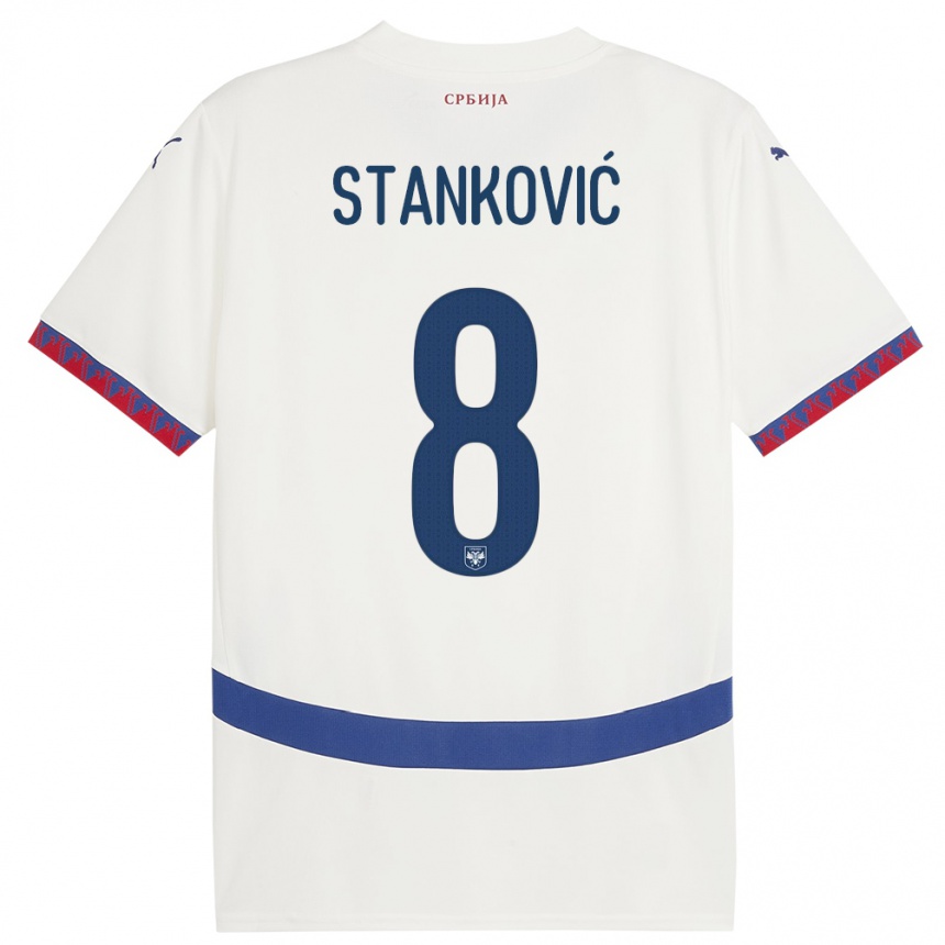 Niño Fútbol Camiseta Serbia Aleksandar Stankovic #8 Blanco 2ª Equipación 24-26 Argentina