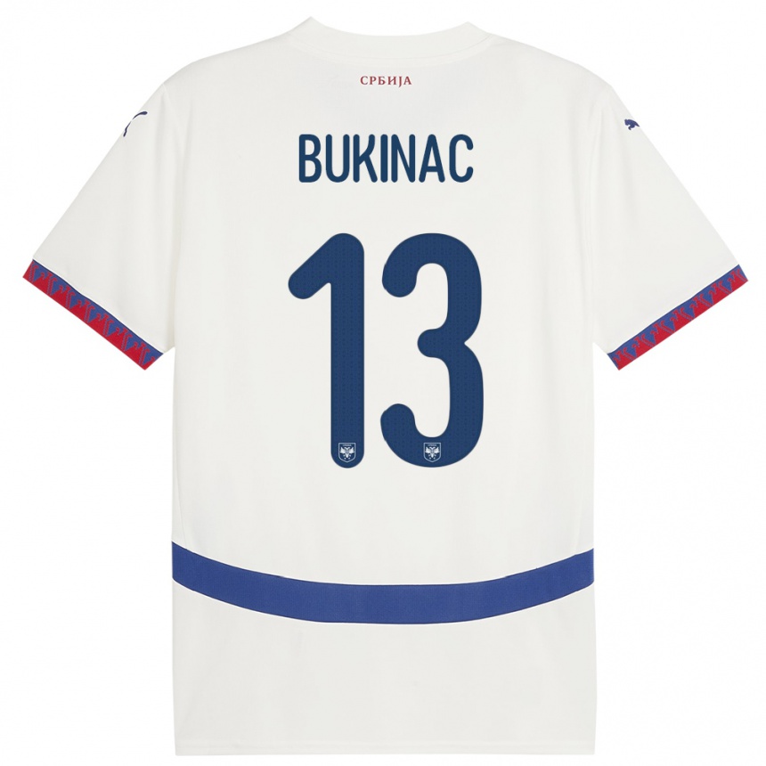 Niño Fútbol Camiseta Serbia Stefan Bukinac #13 Blanco 2ª Equipación 24-26 Argentina