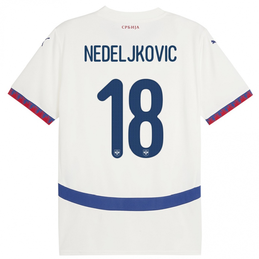 Niño Fútbol Camiseta Serbia Kosta Nedeljkovic #18 Blanco 2ª Equipación 24-26 Argentina