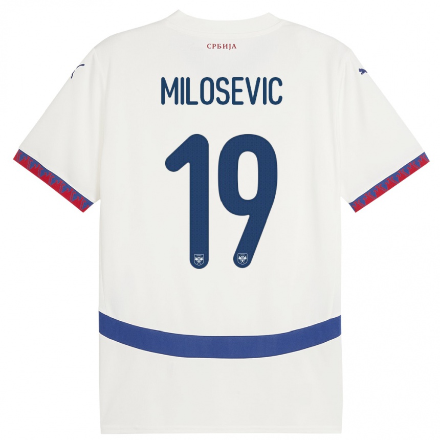 Niño Fútbol Camiseta Serbia Jovan Milosevic #19 Blanco 2ª Equipación 24-26 Argentina