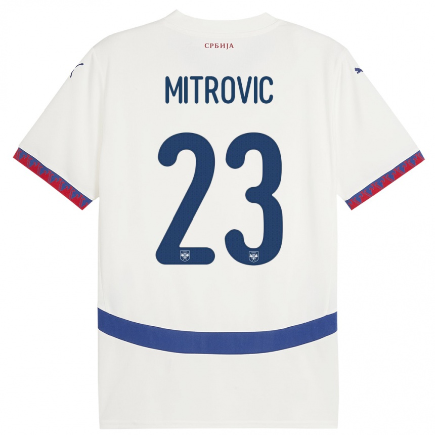 Niño Fútbol Camiseta Serbia Vuk Mitrovic #23 Blanco 2ª Equipación 24-26 Argentina