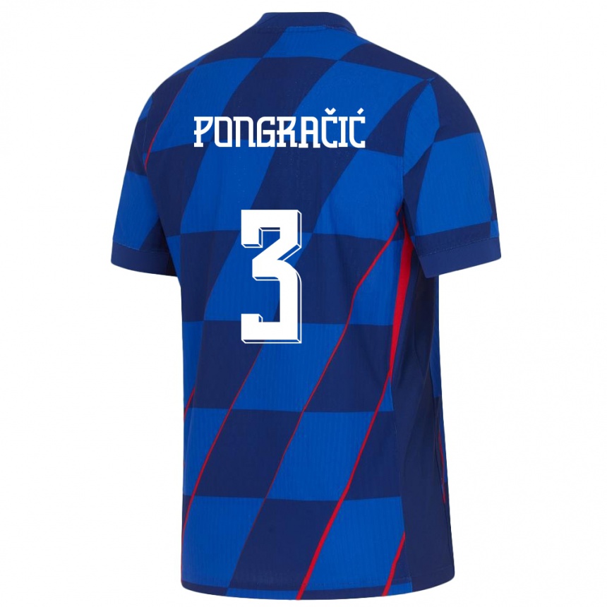 Niño Fútbol Camiseta Croacia Marin Pongracic #3 Azul 2ª Equipación 24-26 Argentina