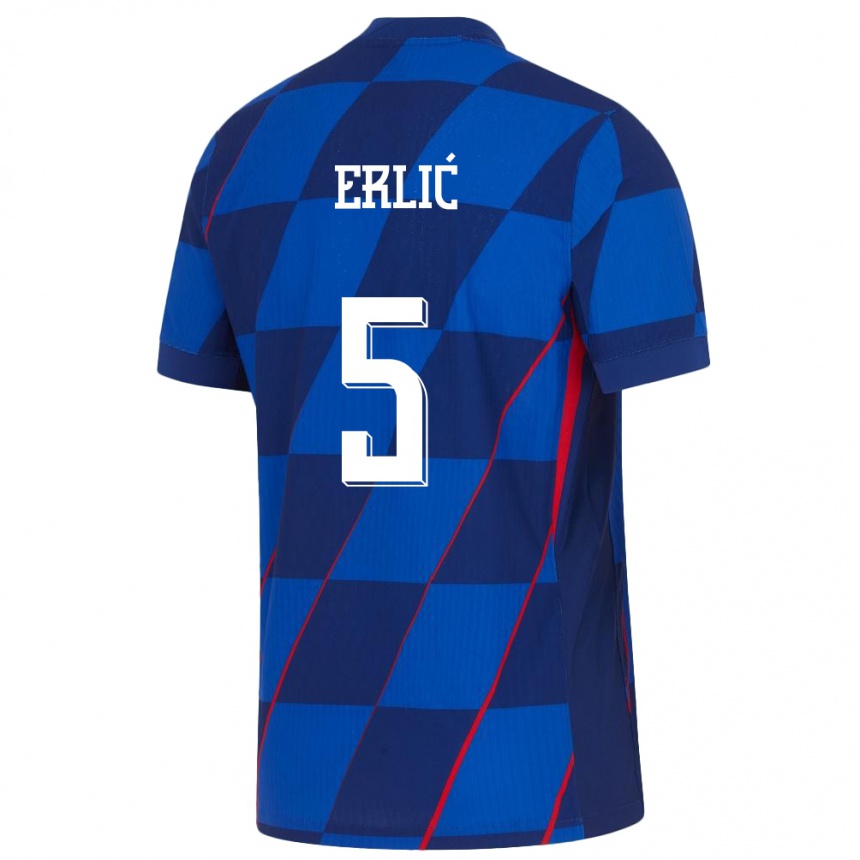 Niño Fútbol Camiseta Croacia Martin Erlic #5 Azul 2ª Equipación 24-26 Argentina