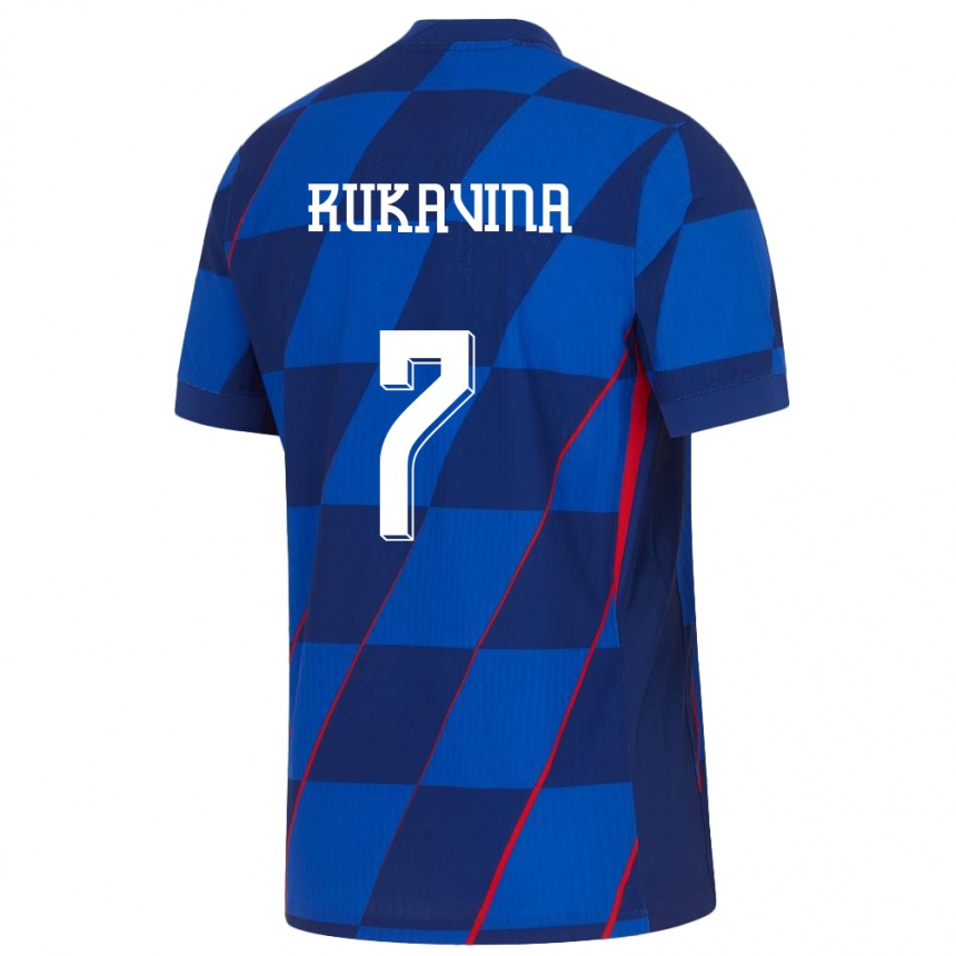 Niño Fútbol Camiseta Croacia Gabriel Rukavina #7 Azul 2ª Equipación 24-26 Argentina