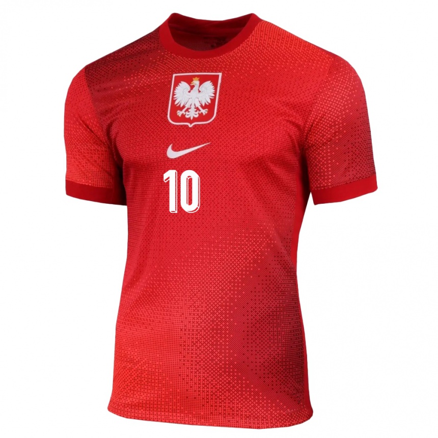 Niño Fútbol Camiseta Polonia Piotr Zielinski #10 Rojo 2ª Equipación 24-26 Argentina