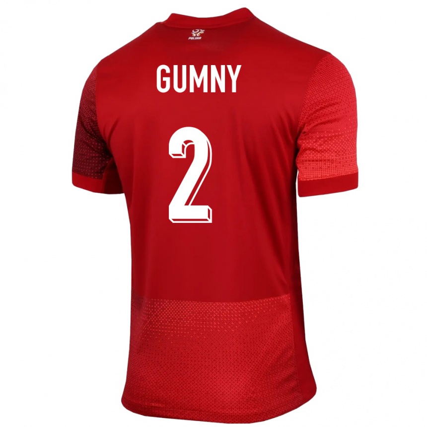 Niño Fútbol Camiseta Polonia Robert Gumny #2 Rojo 2ª Equipación 24-26 Argentina