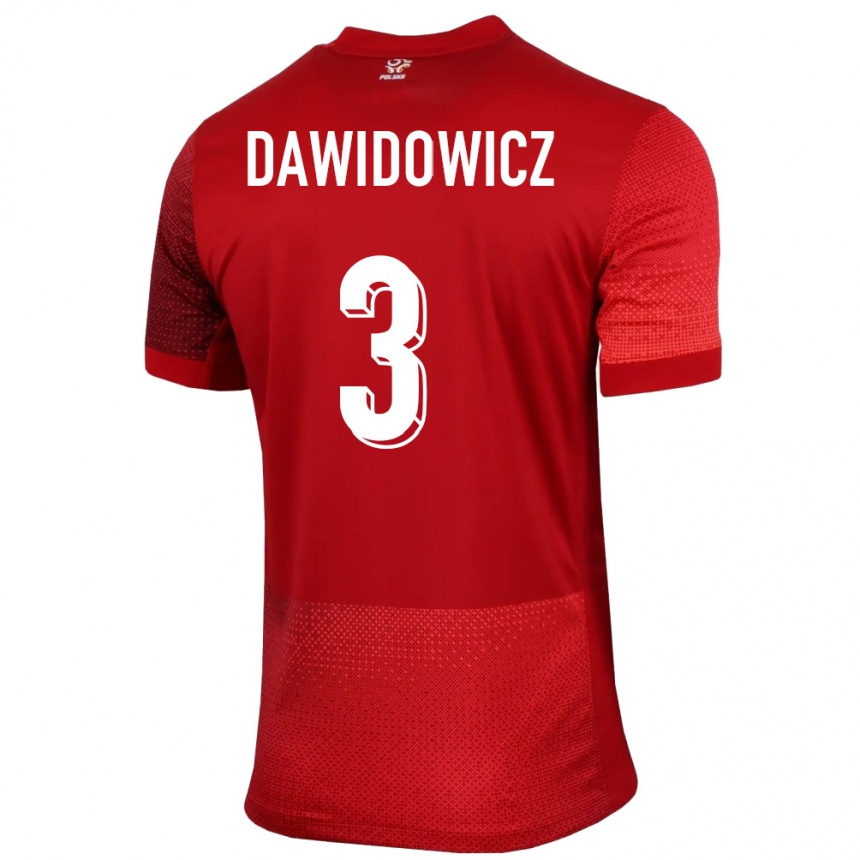 Niño Fútbol Camiseta Polonia Pawel Dawidowicz #3 Rojo 2ª Equipación 24-26 Argentina