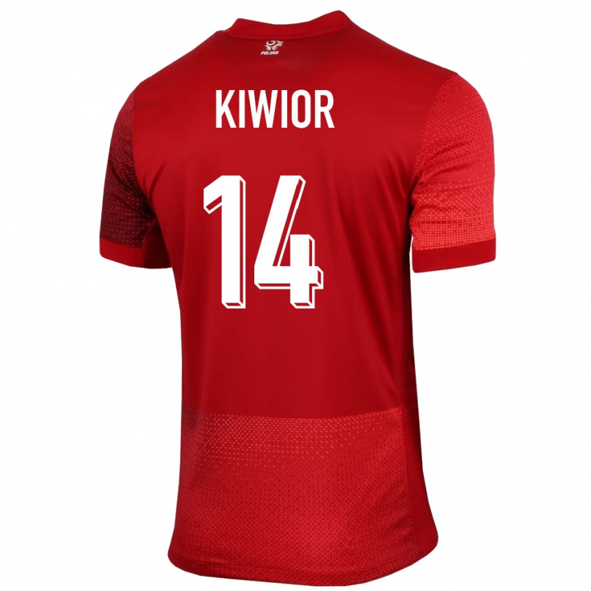 Niño Fútbol Camiseta Polonia Jakub Kiwior #14 Rojo 2ª Equipación 24-26 Argentina