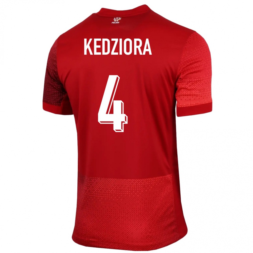 Niño Fútbol Camiseta Polonia Tomasz Kedziora #4 Rojo 2ª Equipación 24-26 Argentina