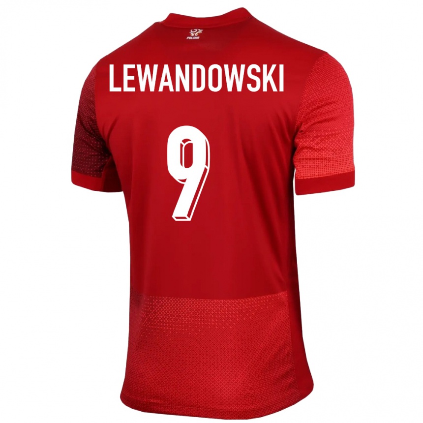 Niño Fútbol Camiseta Polonia Robert Lewandowski #9 Rojo 2ª Equipación 24-26 Argentina