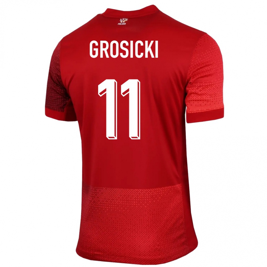 Niño Fútbol Camiseta Polonia Kamil Grosicki #11 Rojo 2ª Equipación 24-26 Argentina