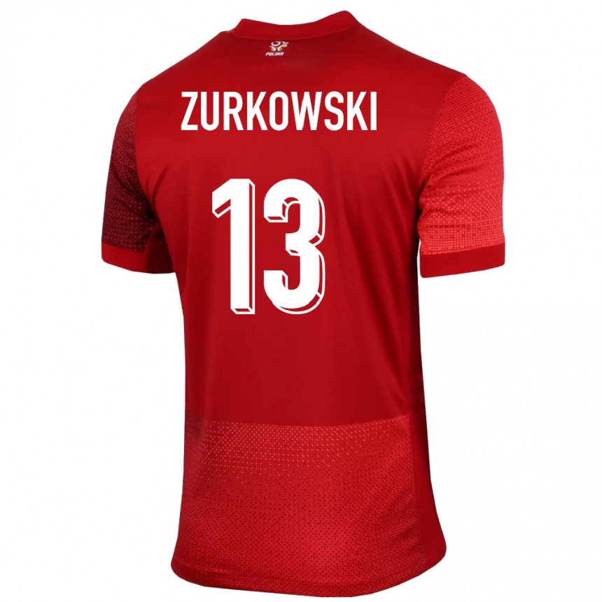 Niño Fútbol Camiseta Polonia Szymon Zurkowski #13 Rojo 2ª Equipación 24-26 Argentina