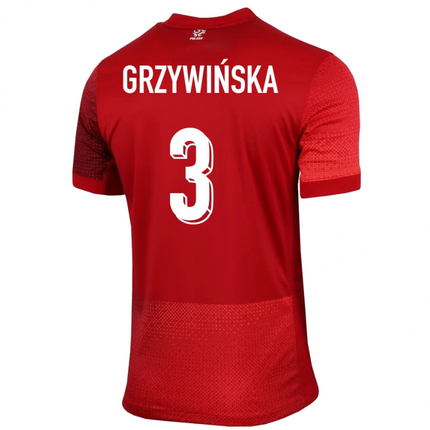 Niño Fútbol Camiseta Polonia Gabriela Grzywinska #3 Rojo 2ª Equipación 24-26 Argentina