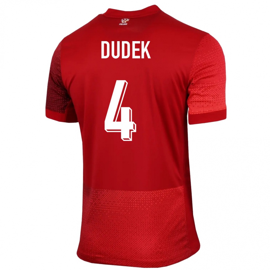 Niño Fútbol Camiseta Polonia Paulina Dudek #4 Rojo 2ª Equipación 24-26 Argentina