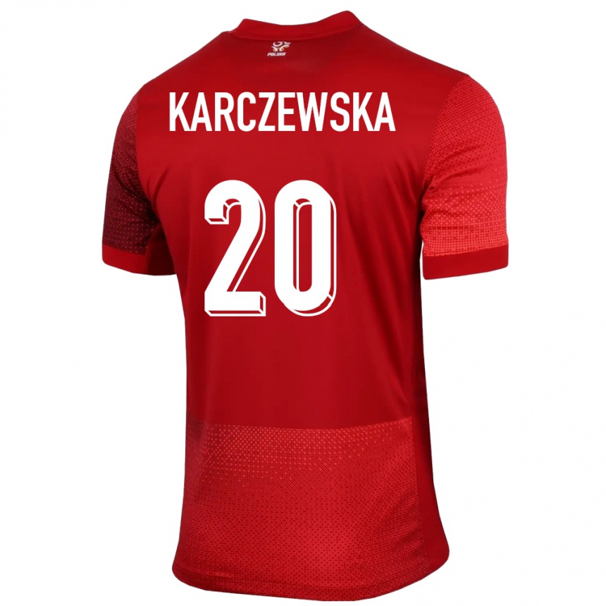 Niño Fútbol Camiseta Polonia Nikola Karczewska #20 Rojo 2ª Equipación 24-26 Argentina