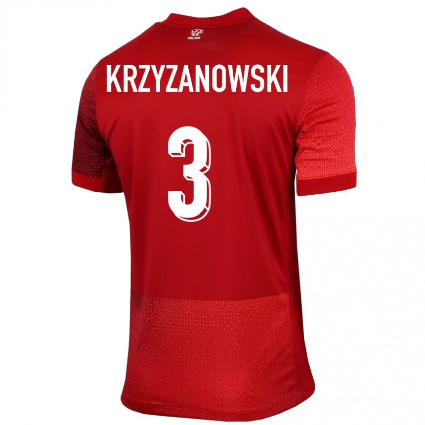 Niño Fútbol Camiseta Polonia Jakub Krzyzanowski #3 Rojo 2ª Equipación 24-26 Argentina