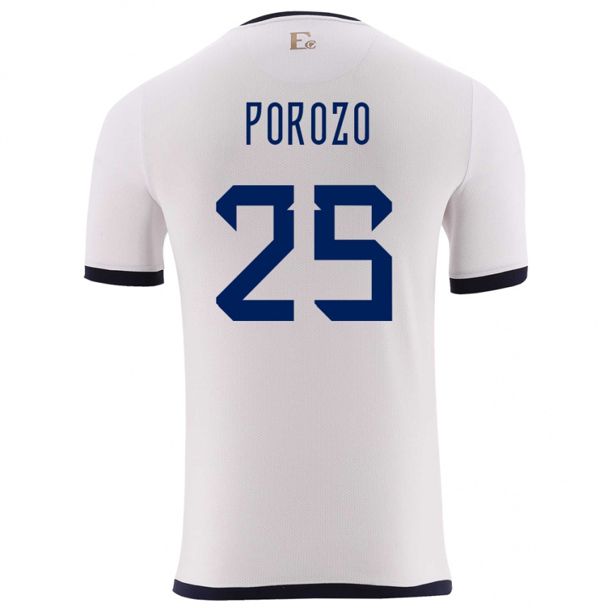 Niño Fútbol Camiseta Ecuador Jackson Porozo #25 Blanco 2ª Equipación 24-26 Argentina