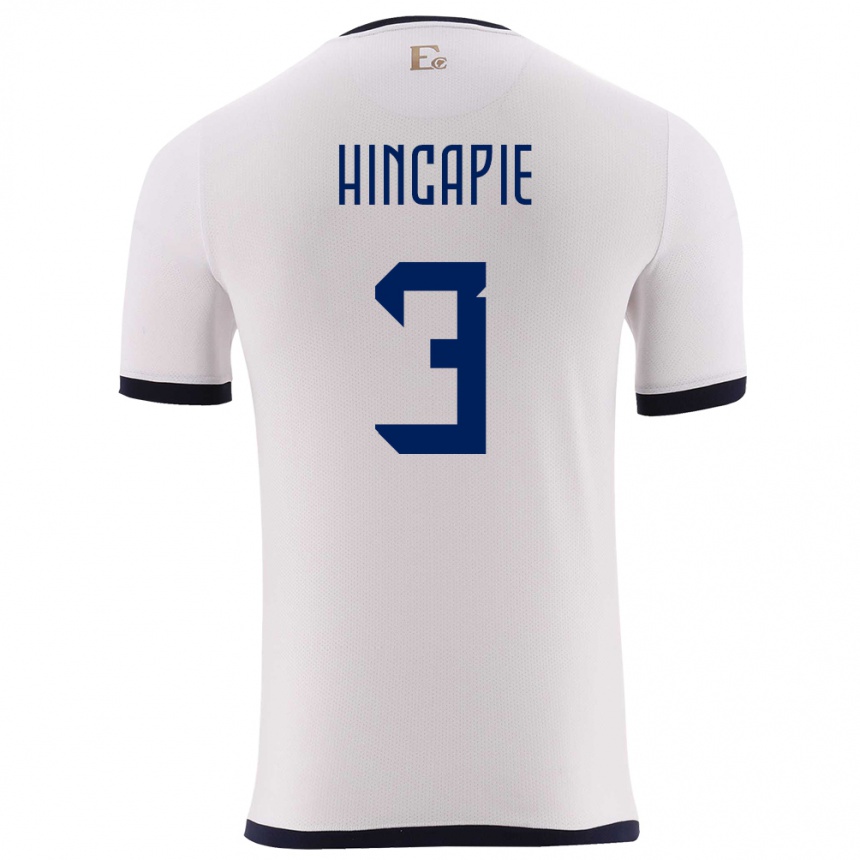 Niño Fútbol Camiseta Ecuador Piero Hincapie #3 Blanco 2ª Equipación 24-26 Argentina