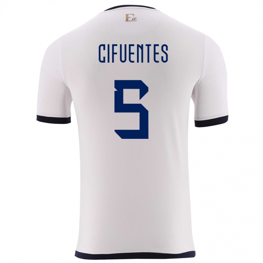 Niño Fútbol Camiseta Ecuador Jose Cifuentes #5 Blanco 2ª Equipación 24-26 Argentina