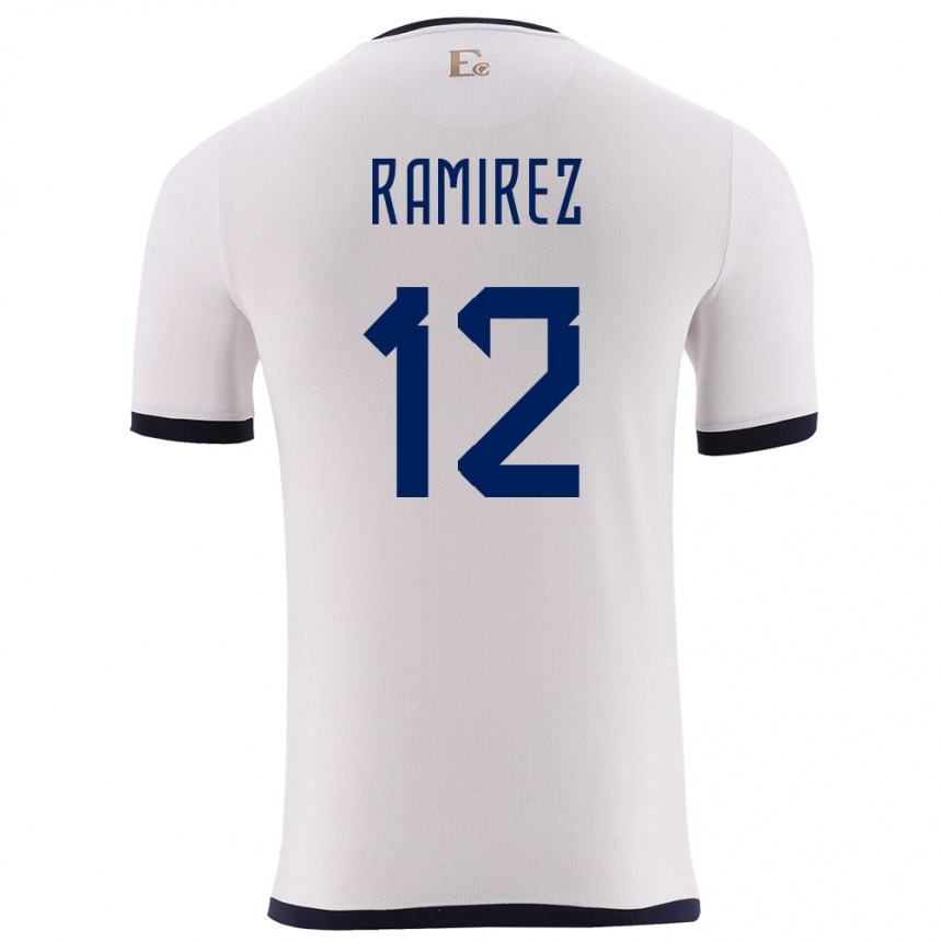 Niño Fútbol Camiseta Ecuador Moises Ramirez #12 Blanco 2ª Equipación 24-26 Argentina