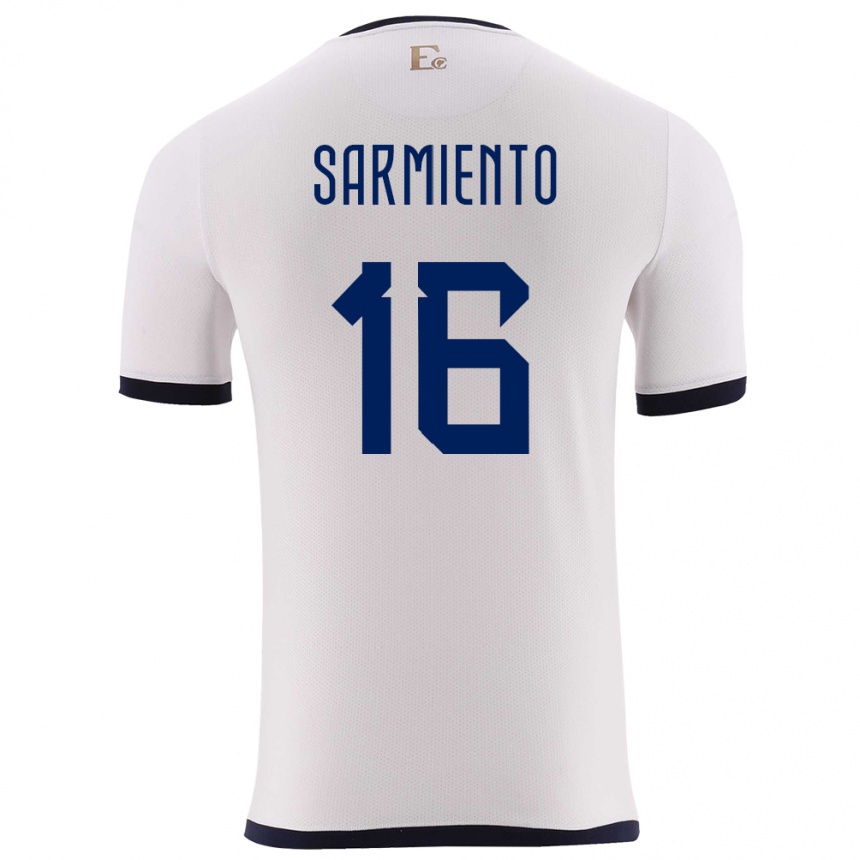 Niño Fútbol Camiseta Ecuador Jeremy Sarmiento #16 Blanco 2ª Equipación 24-26 Argentina