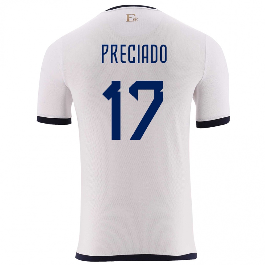 Niño Fútbol Camiseta Ecuador Angelo Preciado #17 Blanco 2ª Equipación 24-26 Argentina