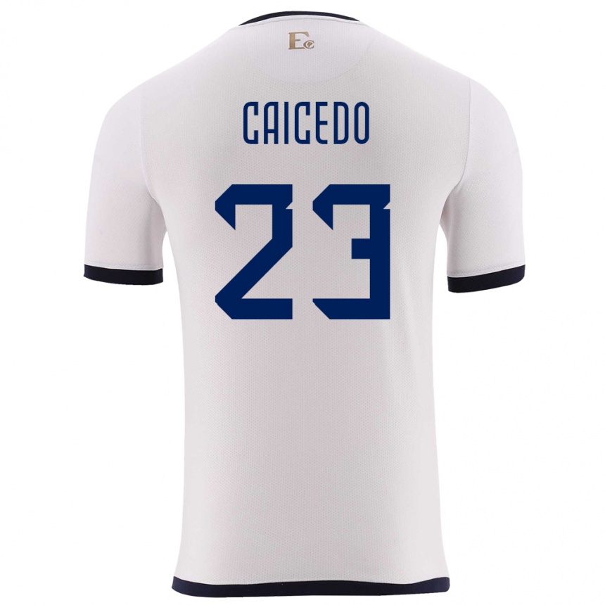 Niño Fútbol Camiseta Ecuador Moises Caicedo #23 Blanco 2ª Equipación 24-26 Argentina