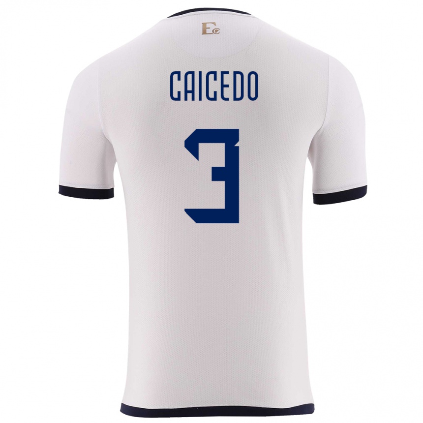 Niño Fútbol Camiseta Ecuador Jessy Caicedo #3 Blanco 2ª Equipación 24-26 Argentina