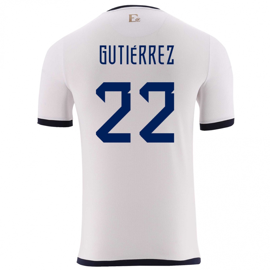 Niño Fútbol Camiseta Ecuador Melanie Gutierrez #22 Blanco 2ª Equipación 24-26 Argentina