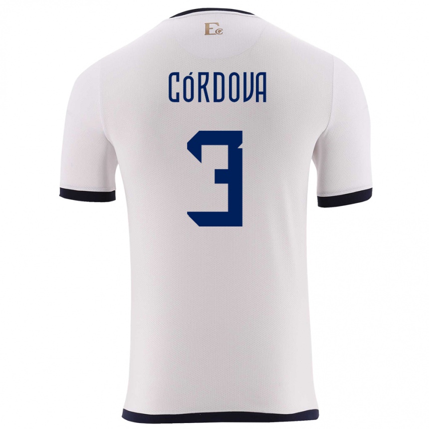 Niño Fútbol Camiseta Ecuador Luis Cordova #3 Blanco 2ª Equipación 24-26 Argentina