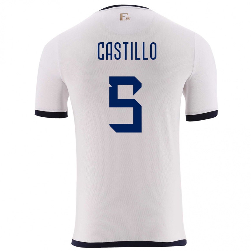 Niño Fútbol Camiseta Ecuador Denil Castillo #5 Blanco 2ª Equipación 24-26 Argentina