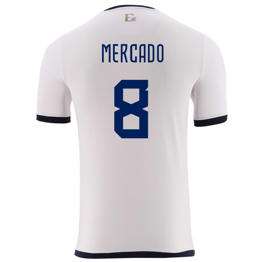 Niño Fútbol Camiseta Ecuador Patrik Mercado #8 Blanco 2ª Equipación 24-26 Argentina