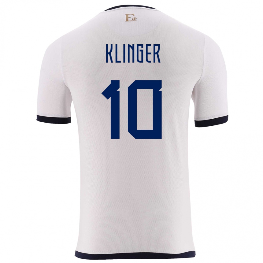 Niño Fútbol Camiseta Ecuador Jose Klinger #10 Blanco 2ª Equipación 24-26 Argentina