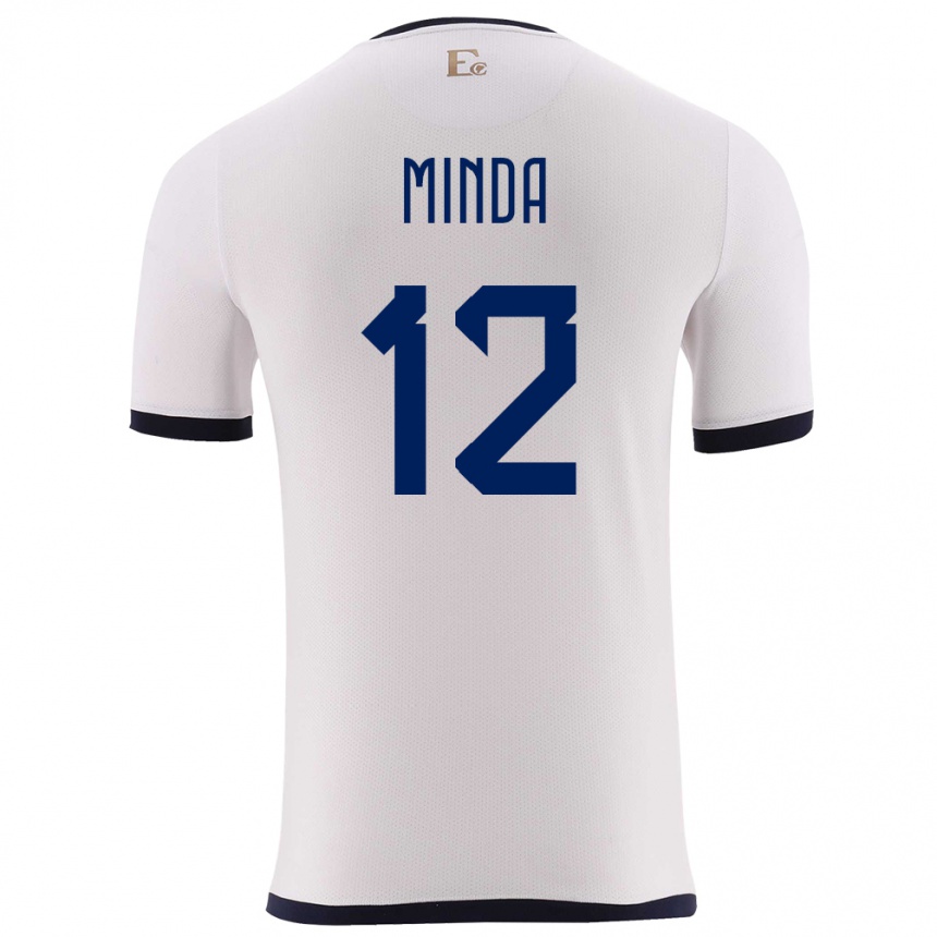 Niño Fútbol Camiseta Ecuador Ethan Minda #12 Blanco 2ª Equipación 24-26 Argentina