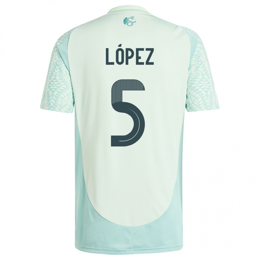 Niño Fútbol Camiseta México Jimena Lopez #5 Lino Verde 2ª Equipación 24-26 Argentina