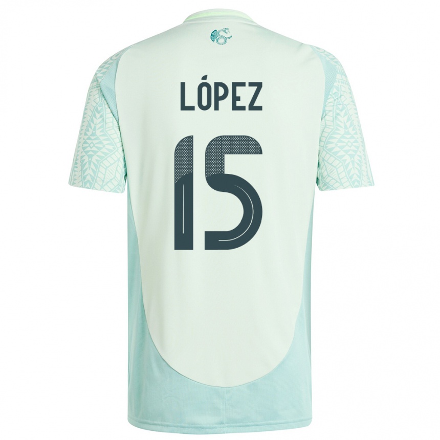 Niño Fútbol Camiseta México Everardo Lopez #15 Lino Verde 2ª Equipación 24-26 Argentina