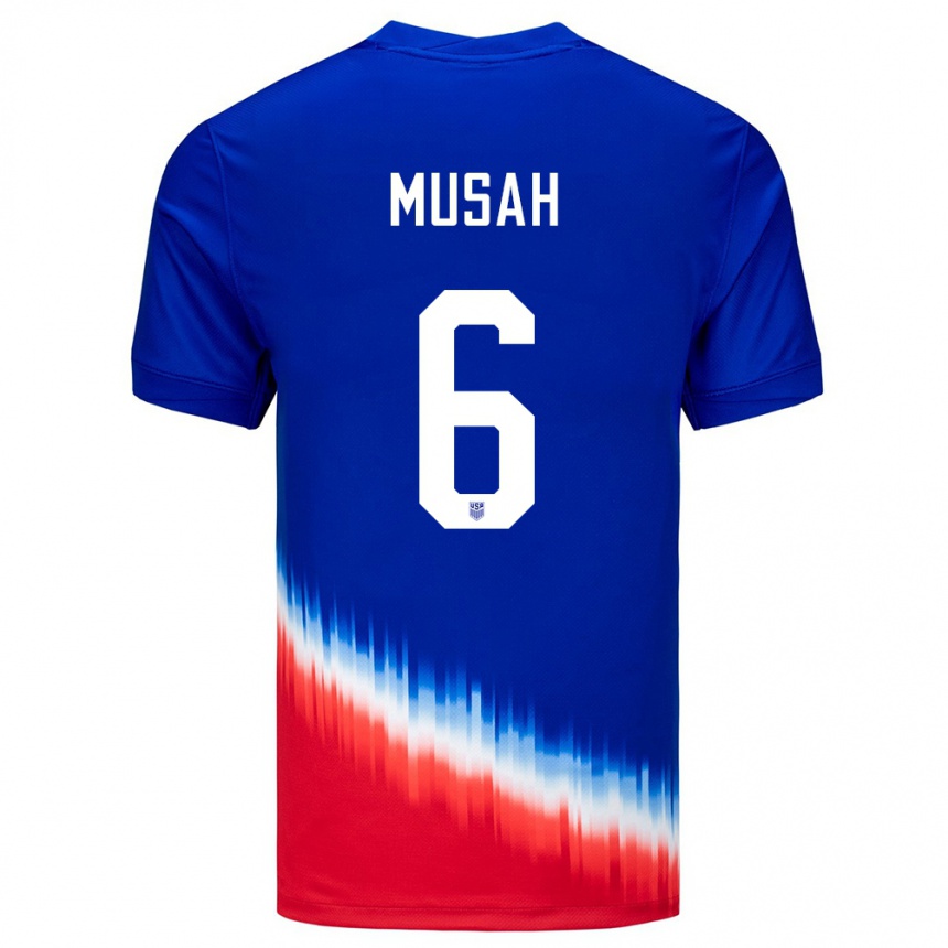 Niño Fútbol Camiseta Estados Unidos Yunus Musah #6 Azul 2ª Equipación 24-26 Argentina