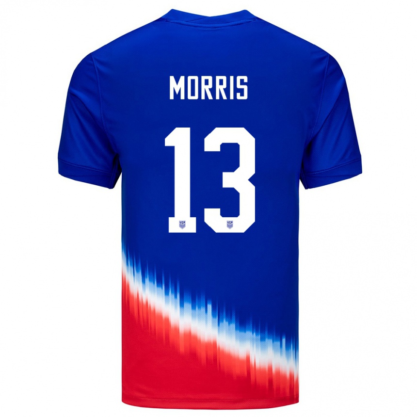 Niño Fútbol Camiseta Estados Unidos Jordan Morris #13 Azul 2ª Equipación 24-26 Argentina