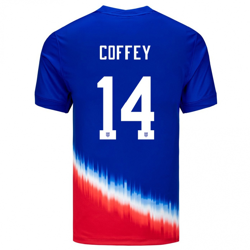 Niño Fútbol Camiseta Estados Unidos Sam Coffey #14 Azul 2ª Equipación 24-26 Argentina