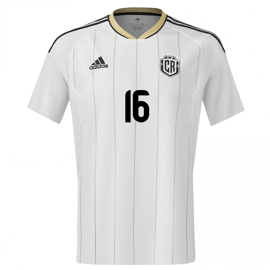 Niño Fútbol Camiseta Costa Rica Andrey Salmeron #16 Blanco 2ª Equipación 24-26 Argentina